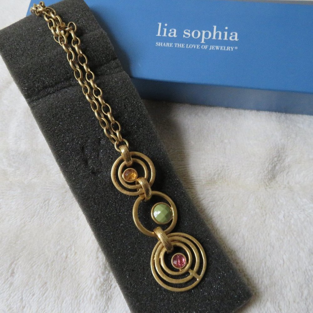 NWT Lia Sophia Necklace- 16-19"- Golden with Multicolor Accents